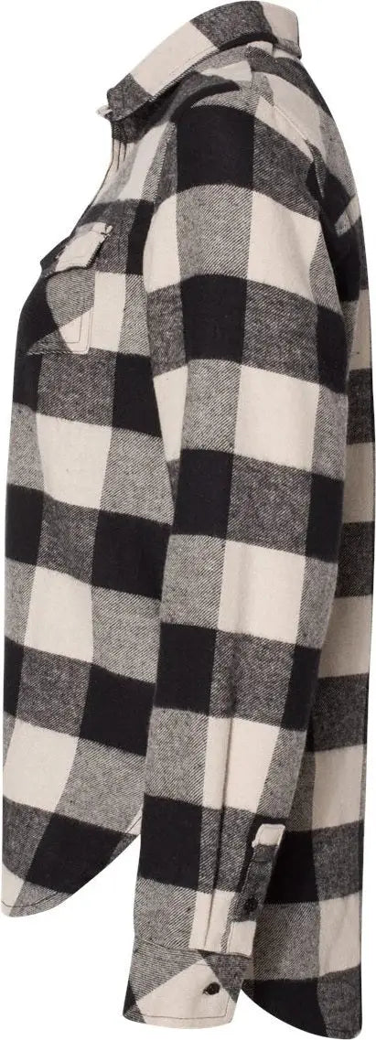 Burnside 5210 Women’s Yarn-dyed Long Sleeve Flannel Shirt - Ecru Black Buffalo