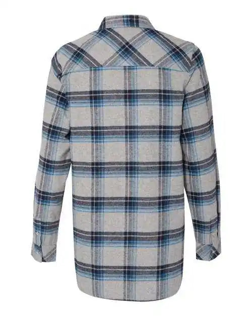 Burnside 5210 Women’s Yarn-dyed Long Sleeve Flannel Shirt - Grey Blue