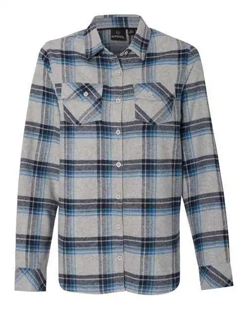 Burnside 5210 Women’s Yarn-dyed Long Sleeve Flannel Shirt - Grey Blue