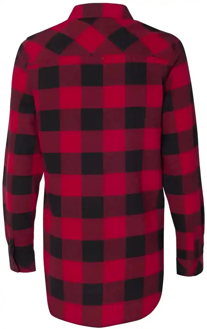 Burnside 5210 Women’s Yarn Dyed Long Sleeve Flannel Shirt Red Black Buffalo