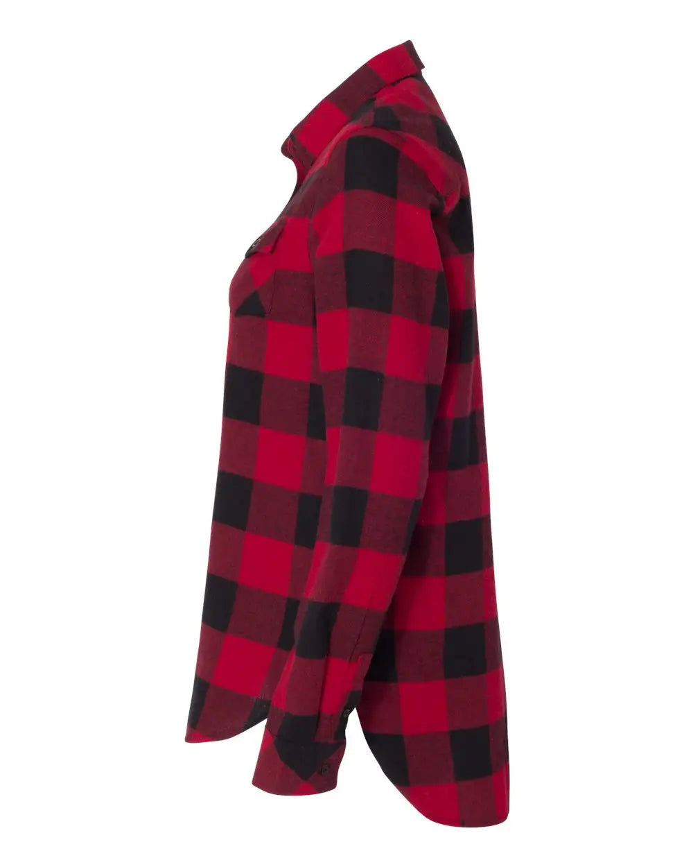 Burnside 5210 Women’s Yarn-dyed Long Sleeve Flannel Shirt - Red Black Buffalo