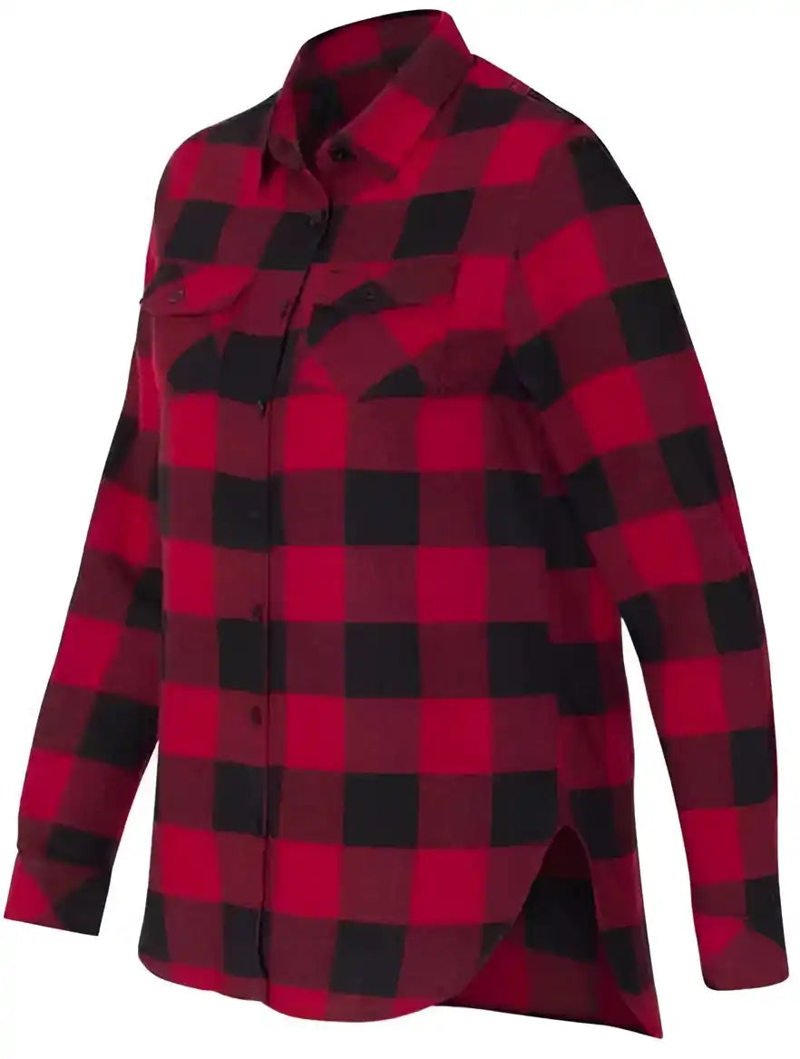 Burnside 5210 Women’s Yarn Dyed Long Sleeve Flannel Shirt Red Black Buffalo