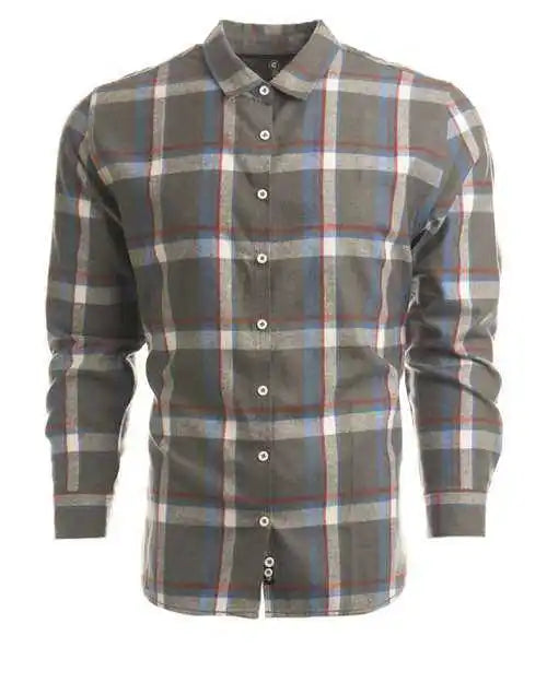 Burnside 5212 Women’s no Pocket Yarn-dyed Long Sleeve Flannel Shirt - Steel White