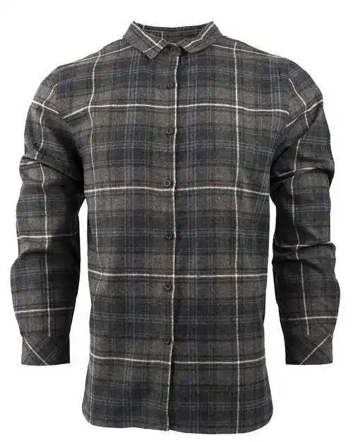 Burnside 5212 Women’s no Pocket Yarn-dyed Long Sleeve Flannel Shirt - Charcoal Blue