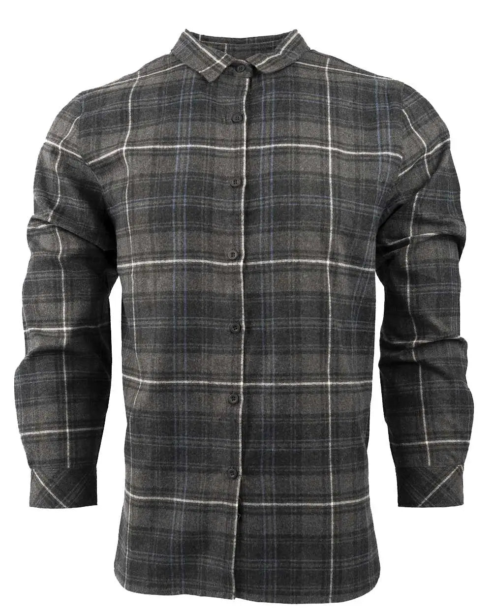 Burnside 5212 Women’s no Pocket Yarn-dyed Long Sleeve Flannel Shirt - Charcoal Blue - Dark Gray / s