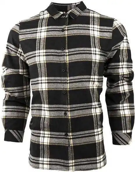 Burnside 5212 Women’s no Pocket Yarn-dyed Long Sleeve Flannel Shirt - Black Ecru