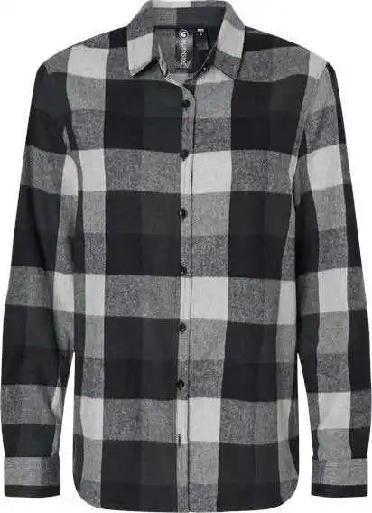 Burnside 5215 Women’s Boyfriend Flannel - Black Grey
