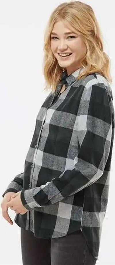 Burnside 5215 Women’s Boyfriend Flannel - Black Grey