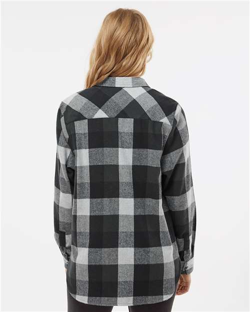 Burnside 5215 Women’s Boyfriend Flannel - Black Grey