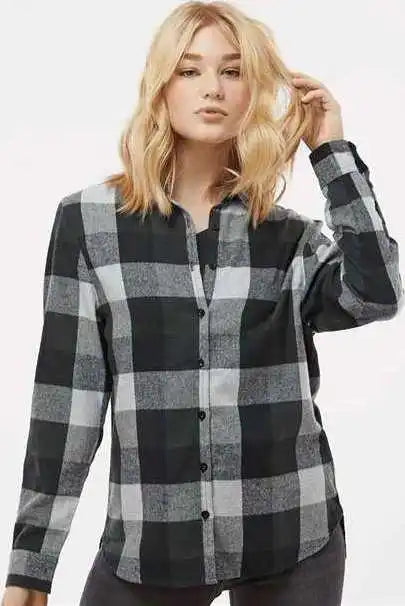 Burnside 5215 Women’s Boyfriend Flannel - Black Grey