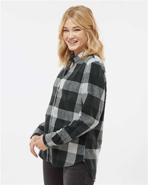Burnside 5215 Women’s Boyfriend Flannel - Black Grey