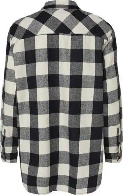 Burnside 5215 Women’s Boyfriend Flannel - Ecru Black Buffalo