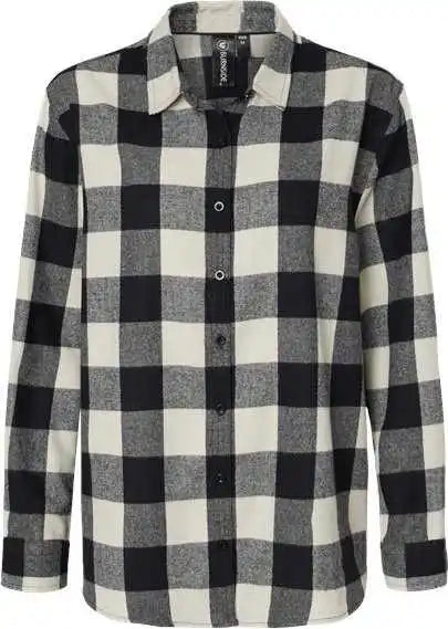 Burnside 5215 Women’s Boyfriend Flannel - Ecru Black Buffalo