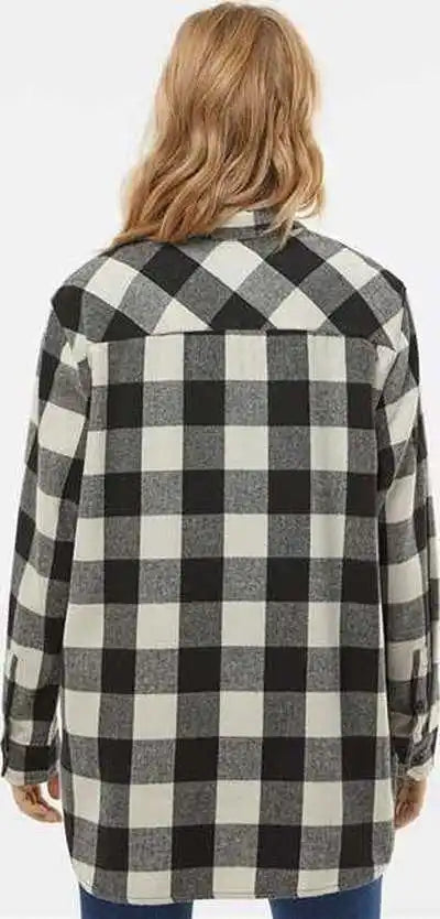 Burnside 5215 Women’s Boyfriend Flannel - Ecru Black Buffalo
