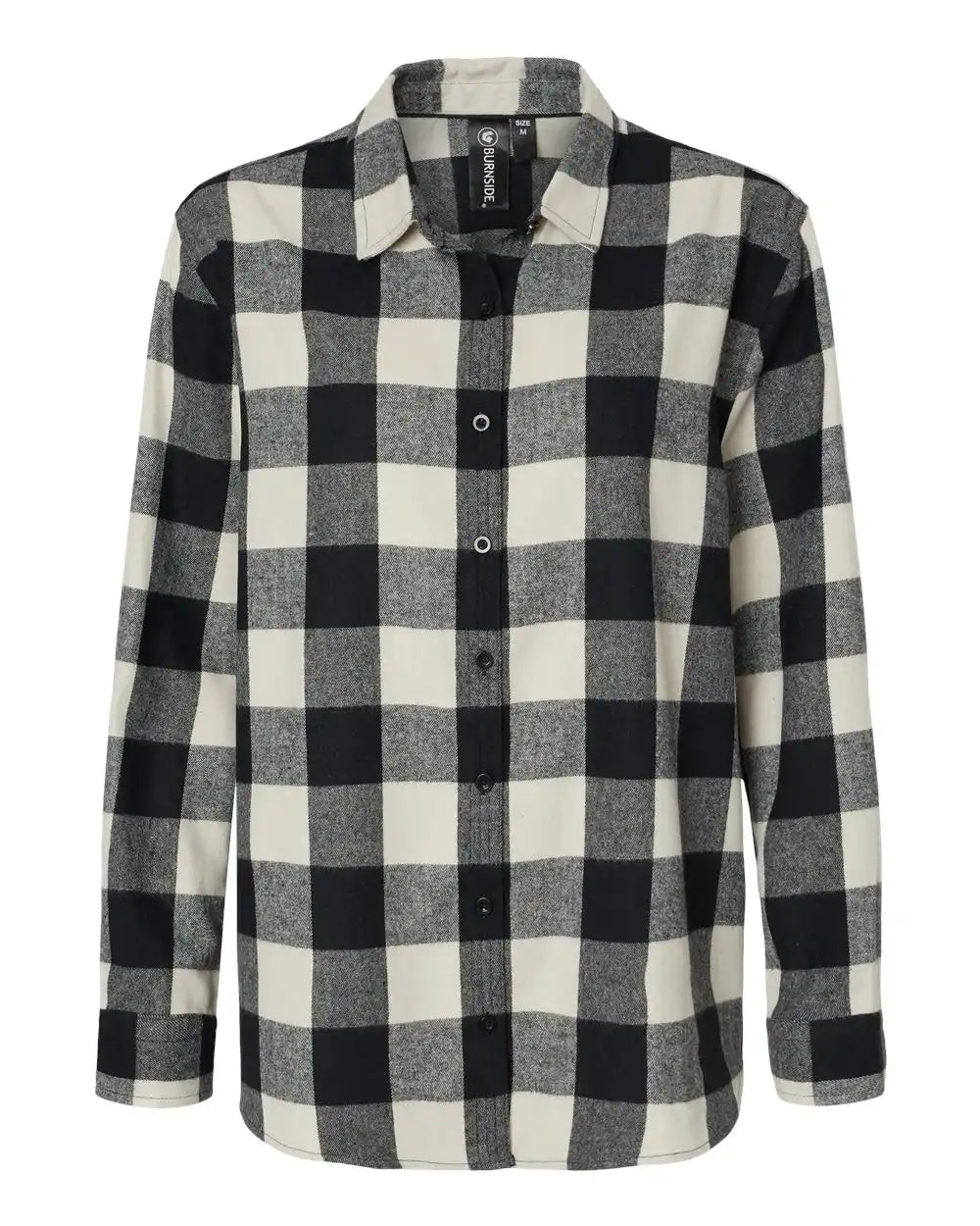 Burnside 5215 Women’s Boyfriend Flannel - Ecru Black Buffalo - m