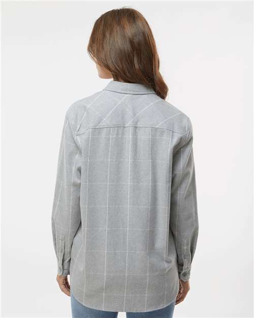 Burnside 5215 Women’s Boyfriend Flannel - Grey White