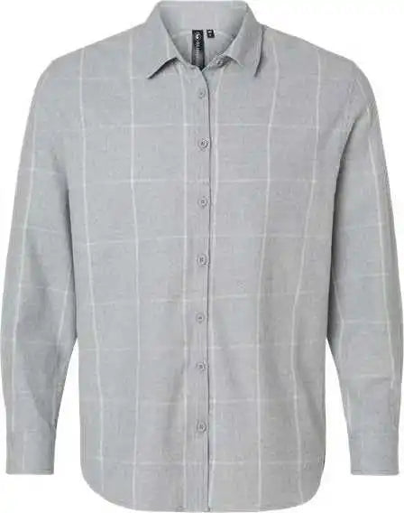 Burnside 5215 Women’s Boyfriend Flannel - Grey White