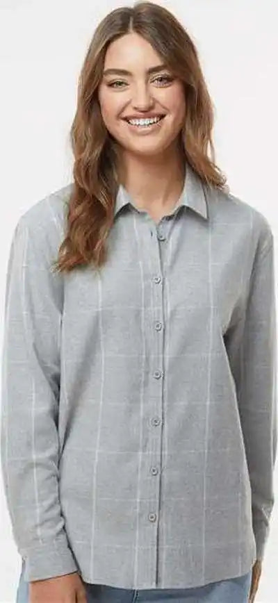 Burnside 5215 Women’s Boyfriend Flannel - Grey White