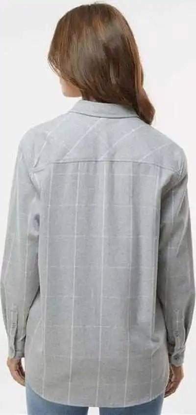 Burnside 5215 Women’s Boyfriend Flannel - Grey White