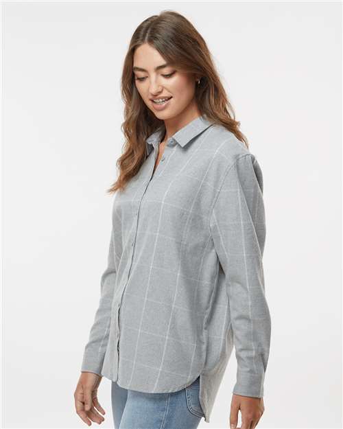 Burnside 5215 Women’s Boyfriend Flannel - Grey White