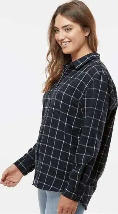 Burnside 5215 Women’s Boyfriend Flannel Navy White