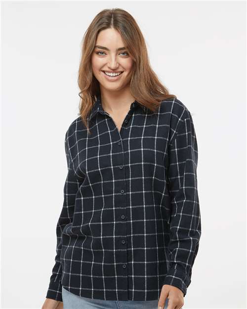 Burnside 5215 Women’s Boyfriend Flannel - Navy White