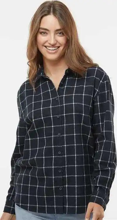 Burnside 5215 Women’s Boyfriend Flannel - Navy White