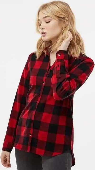 Burnside 5215 Women’s Boyfriend Flannel Red Black Buffalo