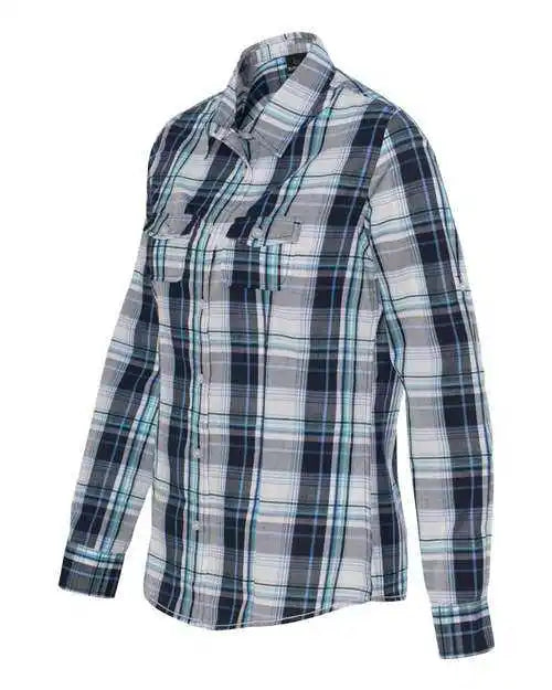 Burnside 5222 Women’s Long Sleeve Plaid Shirt - Navy