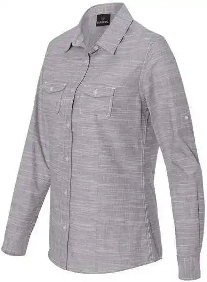 Burnside 5247 Women’s Textured Solid Long Sleeve Shirt - Black