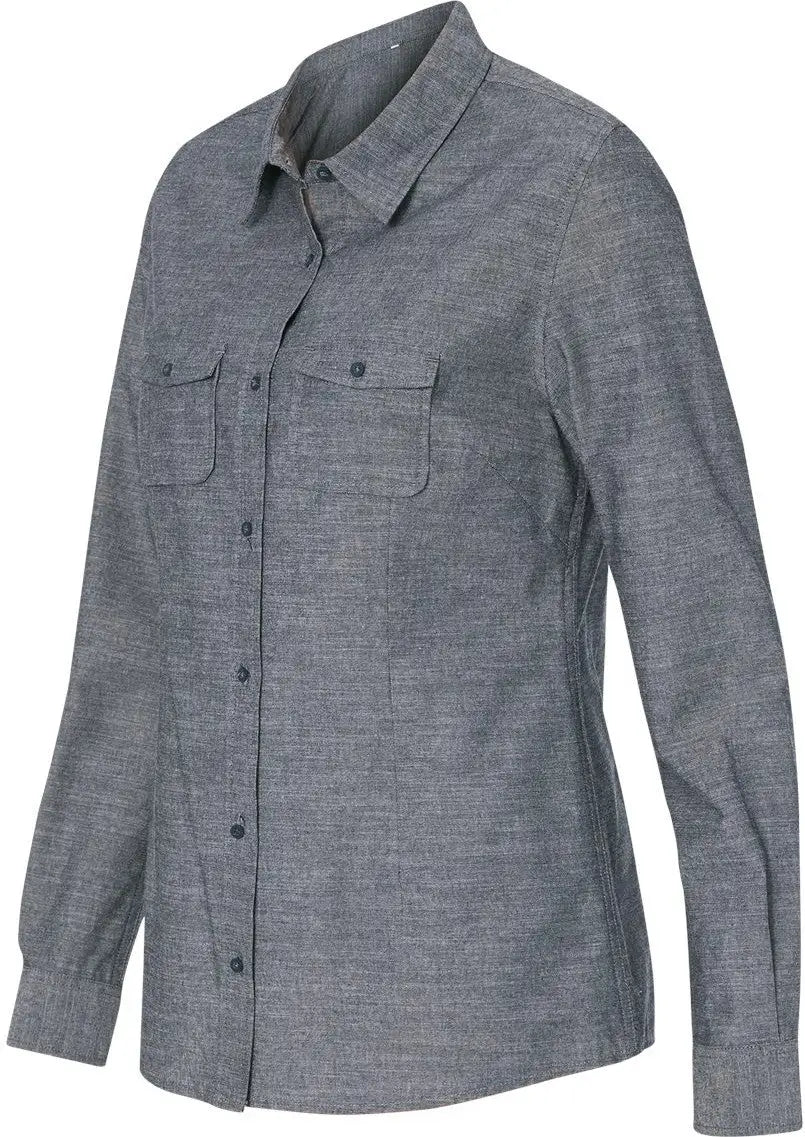 Burnside 5255 Women’s Chambray Shirt - Dark Denim - Navy / s