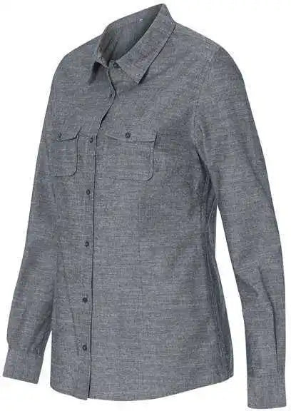 Burnside 5255 Women’s Long Sleeve Chambray Dark Denim
