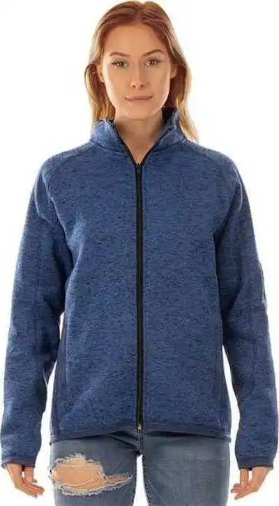 Burnside 5901 Women’s Sweater Knit Jacket - Heather Navy
