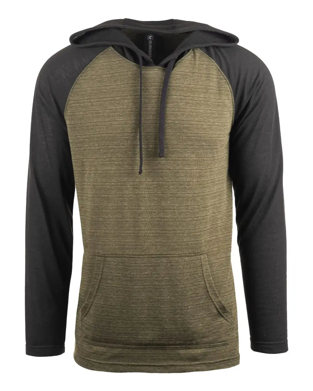 Burnside 8127 Yarn-dyed Hooded Raglan T-shirt - Army Black - Olive / s