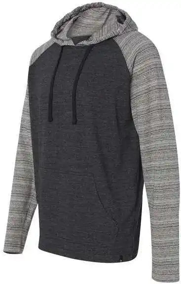 Burnside 8127 Yarn Dyed Hooded Raglan t Shirt Heather Charcoal Stripe