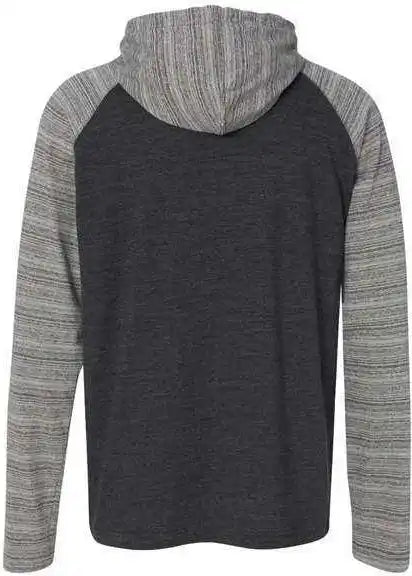 Burnside 8127 Yarn Dyed Hooded Raglan t Shirt Heather Charcoal Stripe