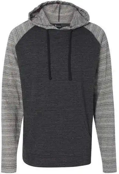 Burnside 8127 Yarn Dyed Hooded Raglan t Shirt Heather Charcoal Stripe