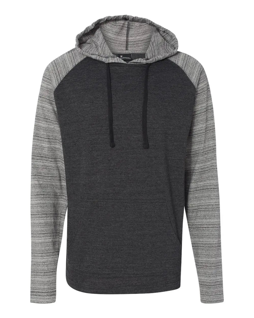 Burnside 8127 Yarn-dyed Hooded Raglan T-shirt - Heather Charcoal Stripe - Dark Gray / s