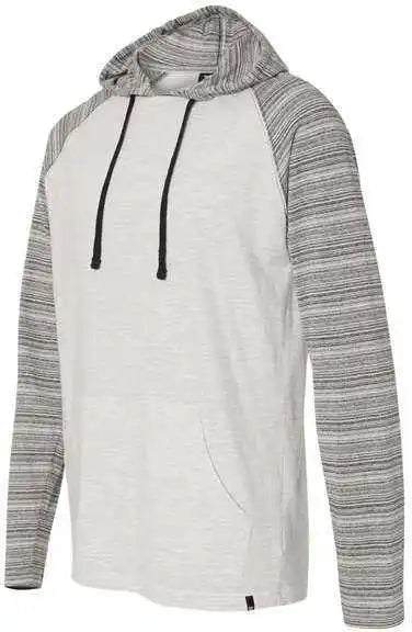 Burnside 8127 Yarn Dyed Hooded Raglan t Shirt Heather Ecru Stripe