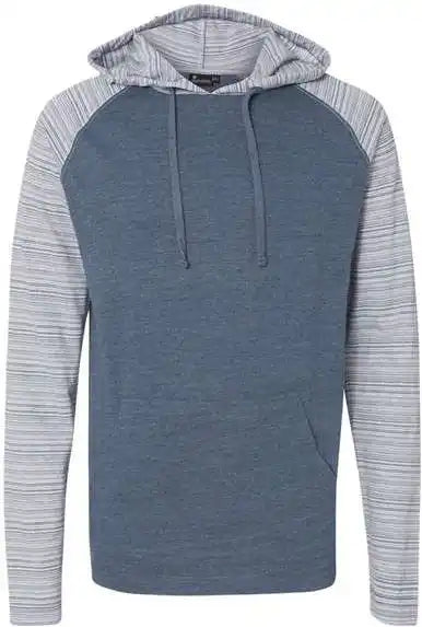 Burnside 8127 Yarn-dyed Hooded Raglan T-shirt - Heather Navy Stripe