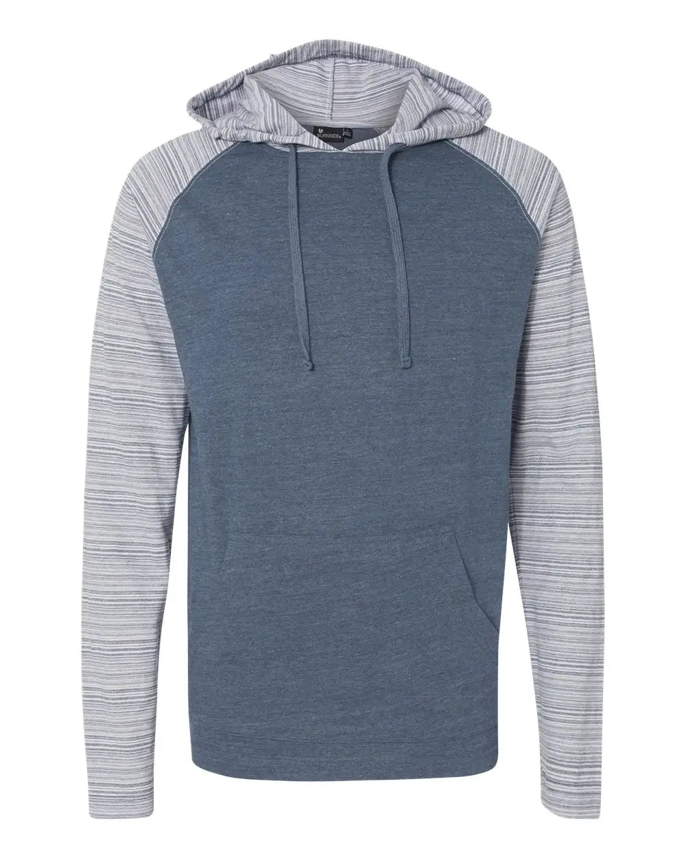 Burnside 8127 Yarn-dyed Hooded Raglan T-shirt - Heather Navy Stripe - s
