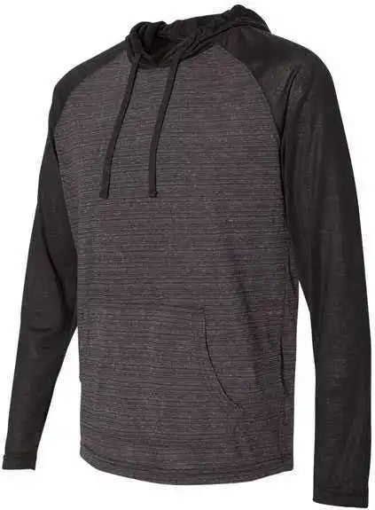 Burnside 8127 Yarn-dyed Hooded Raglan T-shirt - Striated Black Solid
