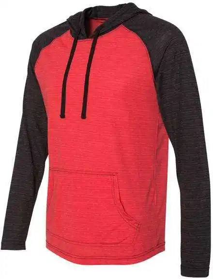 Burnside 8127 Yarn Dyed Hooded Raglan t Shirt Striated Red Black