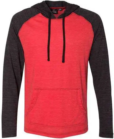 Burnside 8127 Yarn Dyed Hooded Raglan t Shirt Striated Red Black