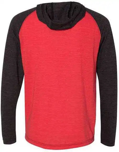 Burnside 8127 Yarn Dyed Hooded Raglan t Shirt Striated Red Black