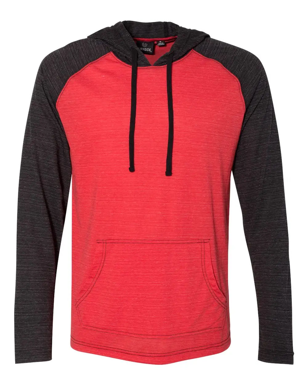 Burnside 8127 Yarn-dyed Hooded Raglan T-shirt - Striated Red Black - s