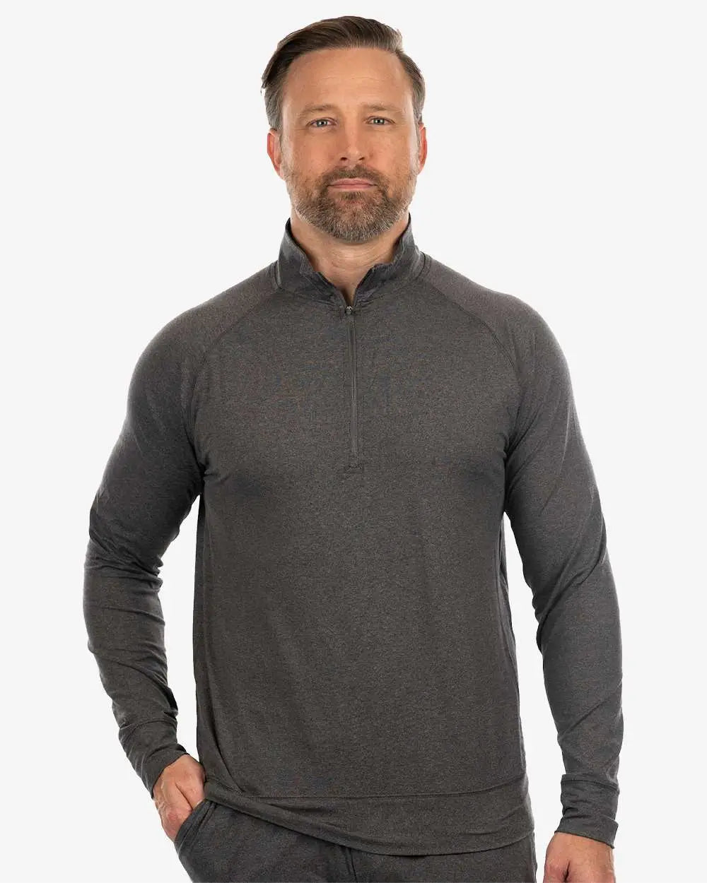 Burnside 8167 Dawn to Dusk Quarter-zip Pullover - Heather Charcoal