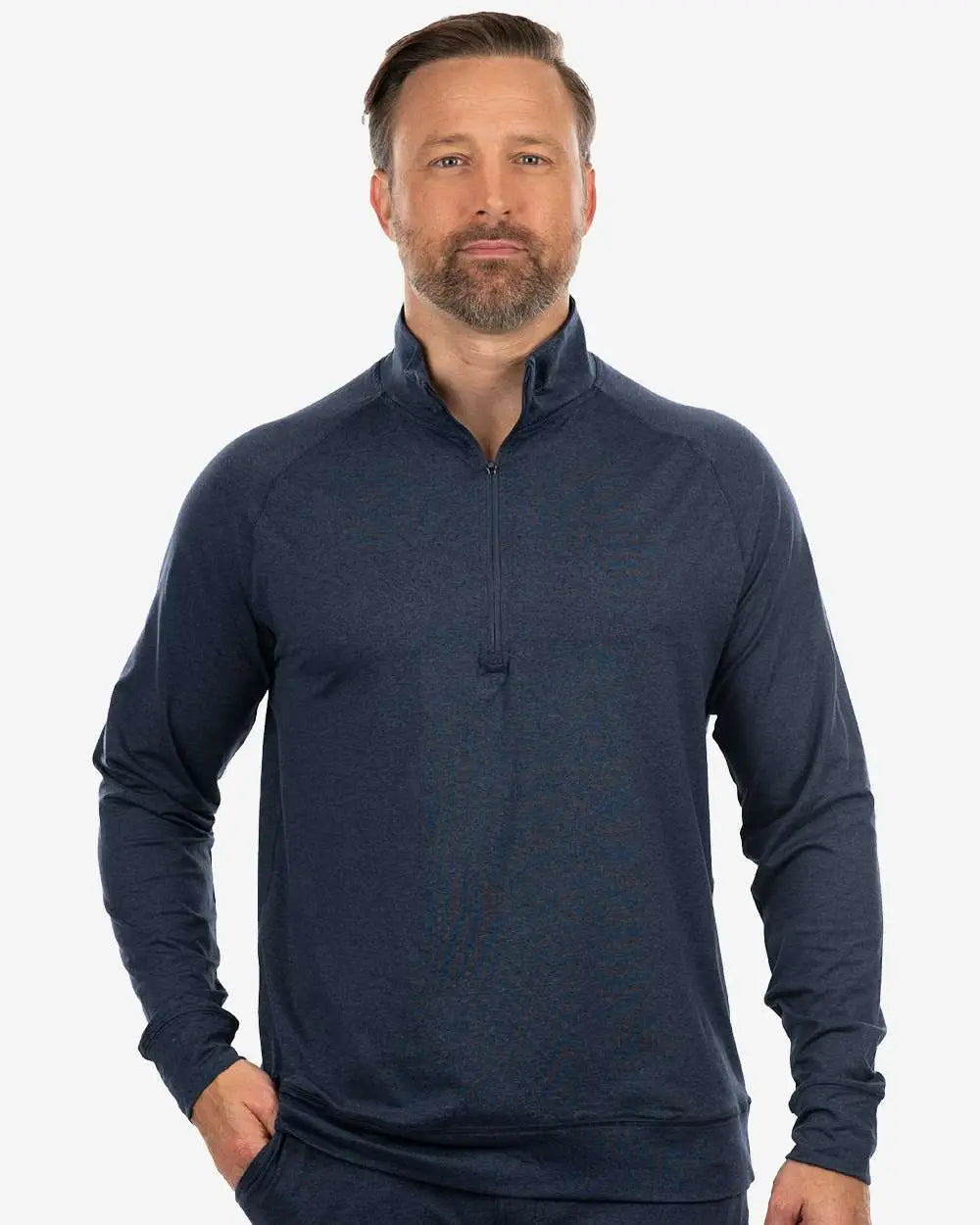Burnside 8167 Dawn to Dusk Quarter-zip Pullover - Heather Ink Blue