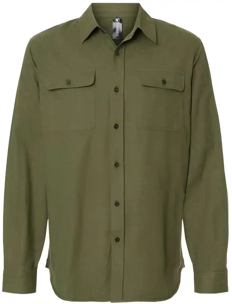 Burnside 8200 Long Sleeve Solid Flannel Shirt Army