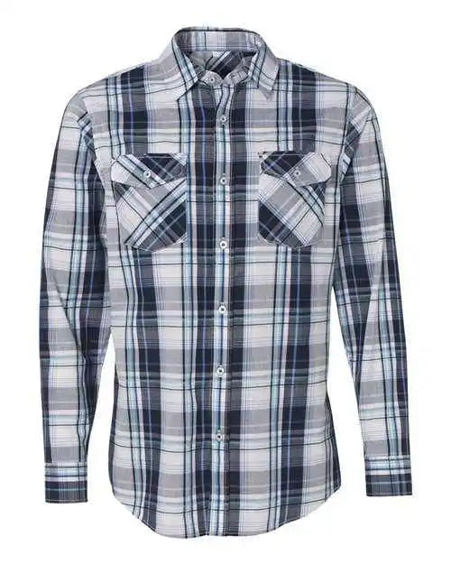Burnside 8202 Long Sleeve Plaid Shirt - Navy